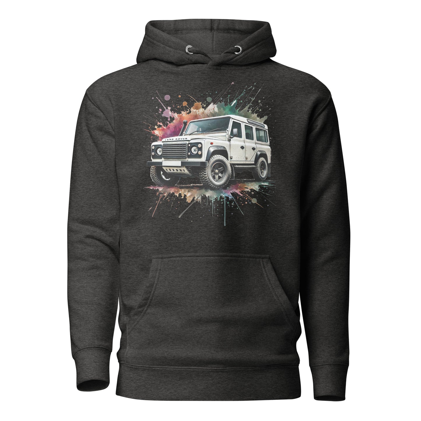 Land Rover Defender Art Hoodie - Rugged Splash Off-Road Enthusiast's Hoodie