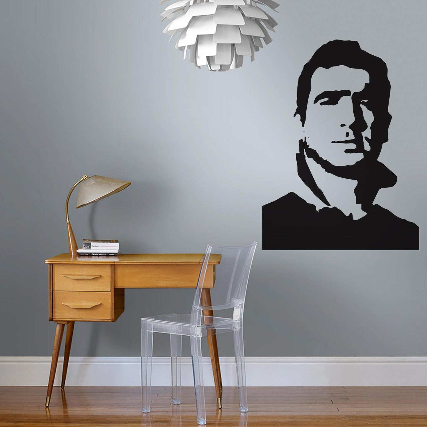 Eric Cantona wall sticker, premium vinyl silhouette of the Manchester United legend for smooth surfaces.