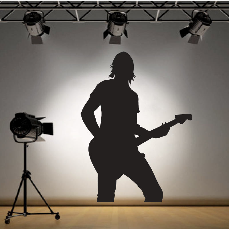 Silhouette of a guitarist wall sticker, vinyl decal for music lovers.