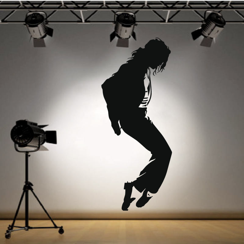 Michael Jackson wall sticker silhouette, premium vinyl design for smooth surfaces.