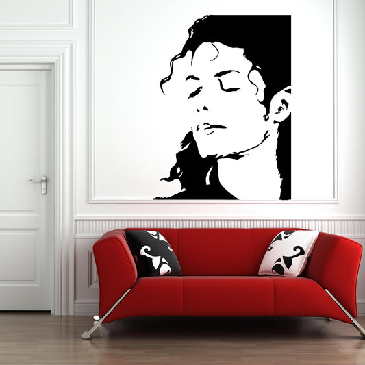 Michael Jackson face wall sticker silhouette, premium vinyl for smooth walls.