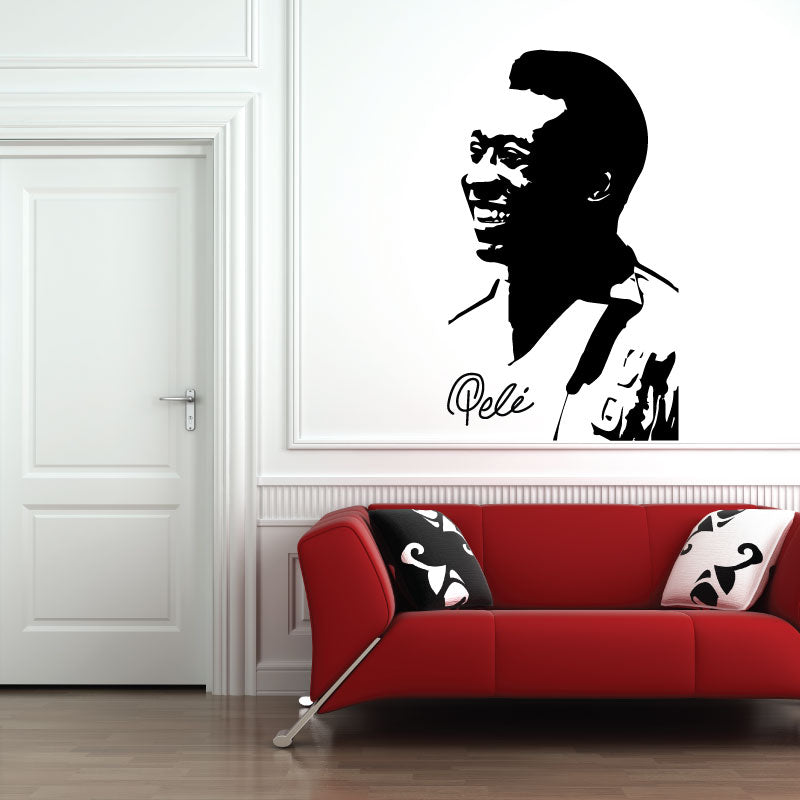 Pele football wall sticker made from premium vinyl for smooth walls.